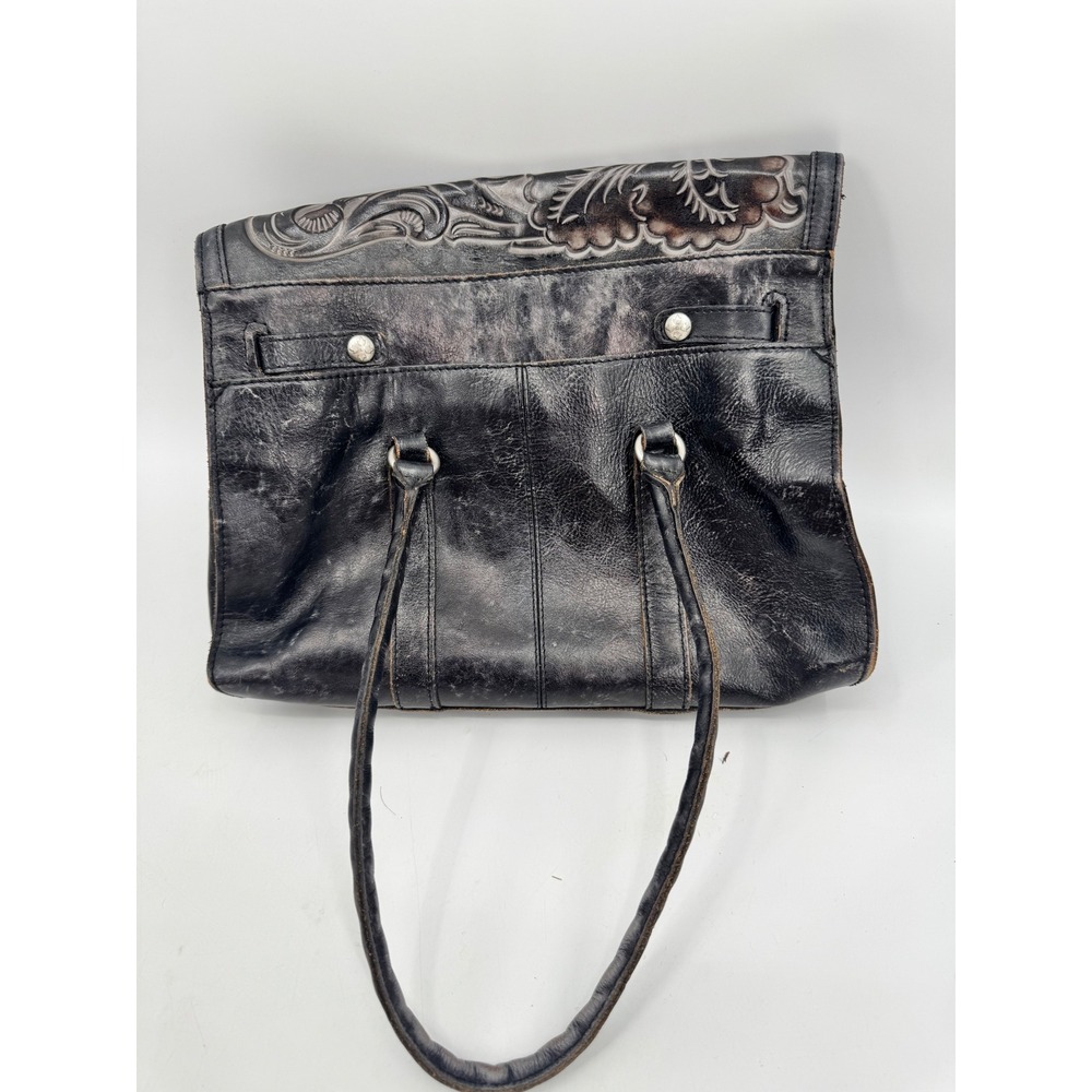 Patricia Nash Tote Bag Womens Large Black Tooled Leather Floral Boho Handbag - Picture 4 of 16